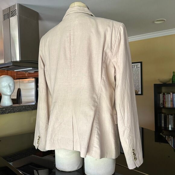 Katherine Barclay Beige Linen Blend Double Breasted Blazer XL - Picture 8 of 12
